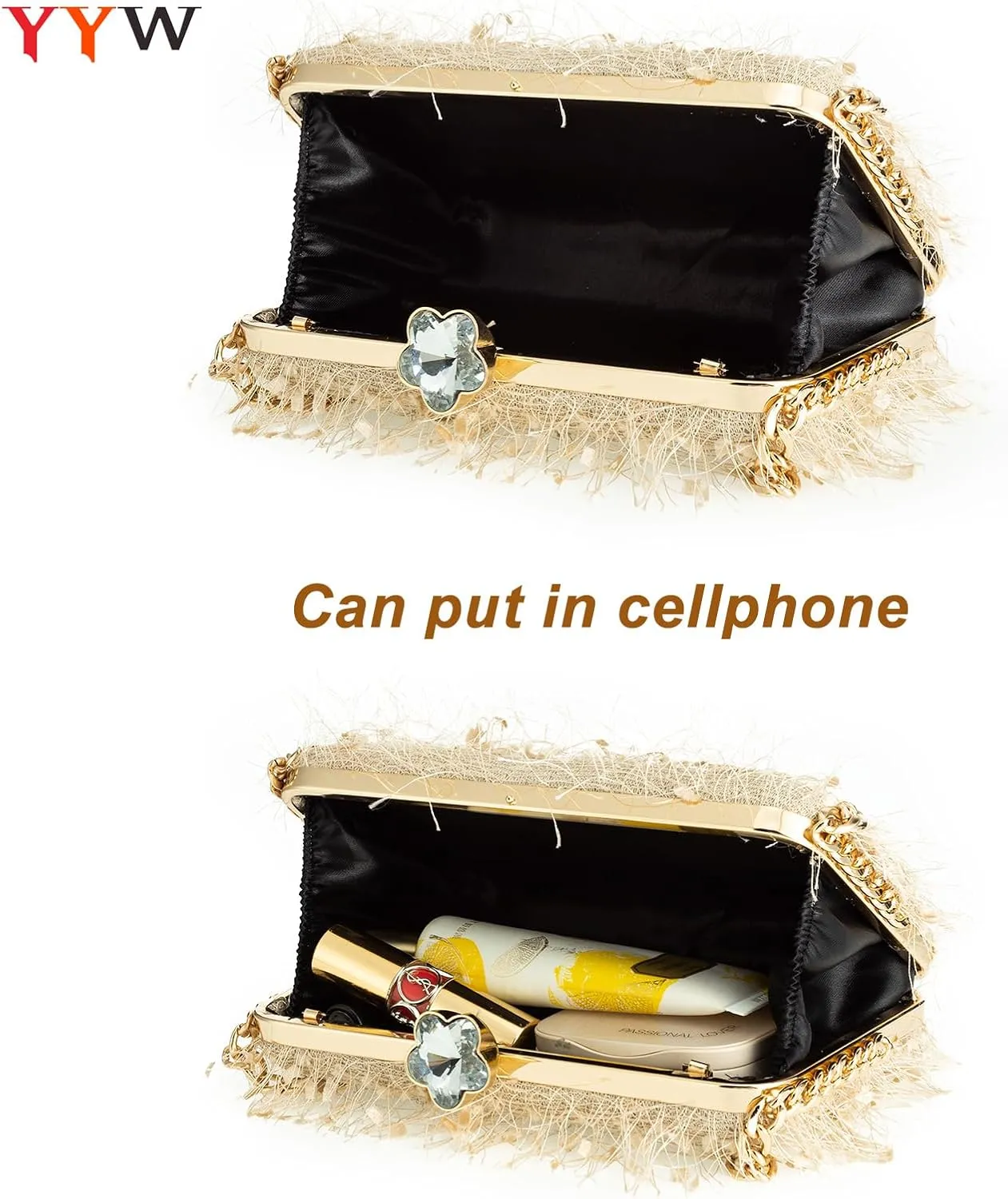 YYW Clutch Purse for Women Cute Handbags Top Handle Evening Bag Crossbody Bag Shoulder Bag for Wedding Party Prom Banquet